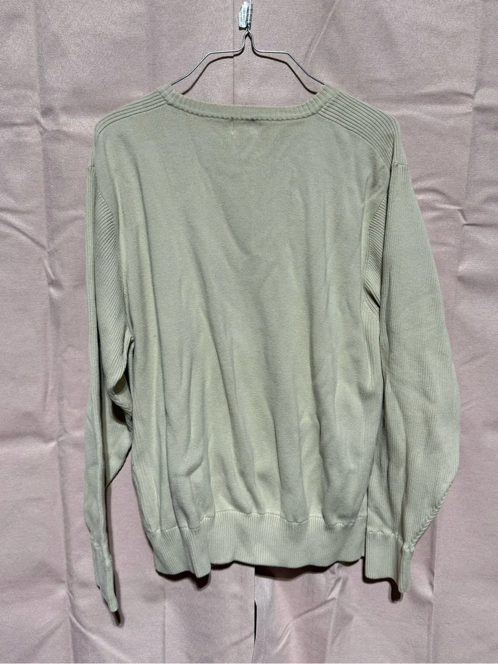 Levis Mens Crewneck Sweater Sage Green Cotton Knit Pullover Large L